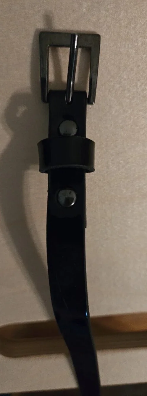 Black Patent Leather Belt - Classic Minimalist Style